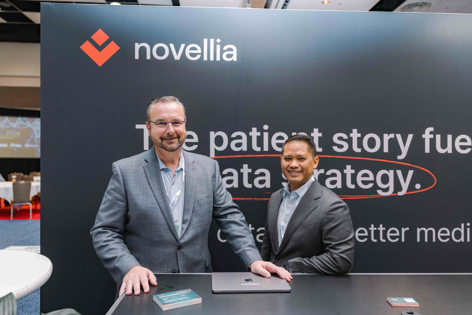Novellia booth setup and branding at PMWC 2026 Precision Medicine World Conference in Santa Clara Silicon Valley by JY Studio