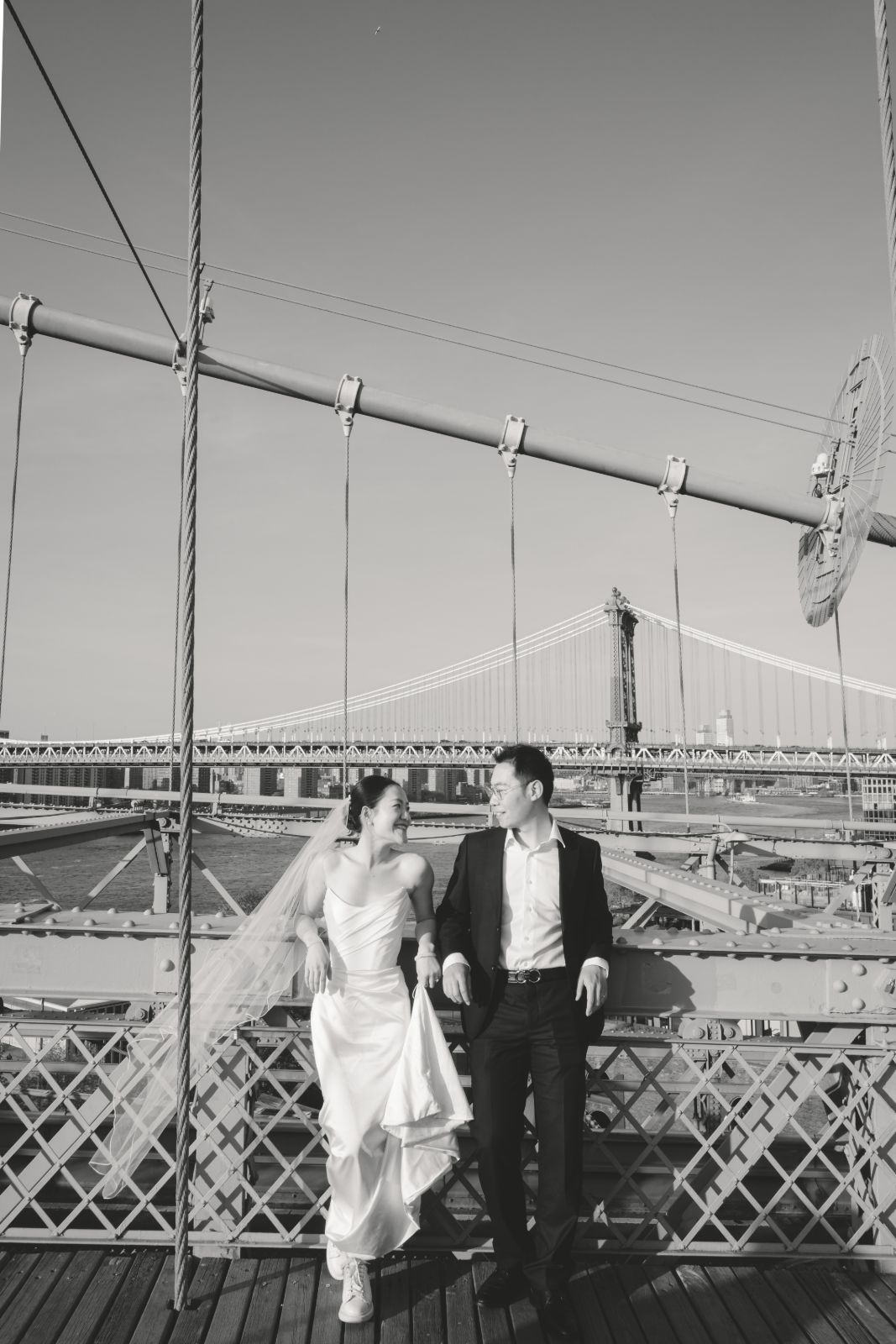 Heartfelt couple portrait with editorial film style in New York City by SlowMo Studio